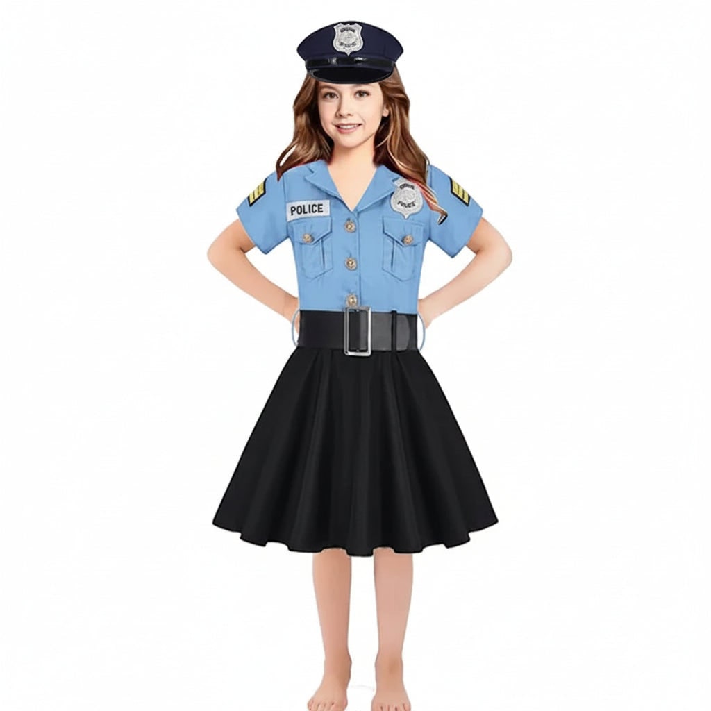 Politikjolekostume til piger med hat og bælte, halloween- og rollespilsoutfit til børn