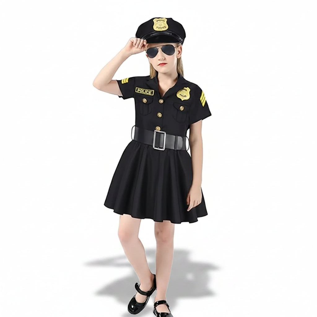 Politikjolekostume til piger med hat og bælte, halloween- og rollespilsoutfit til børn