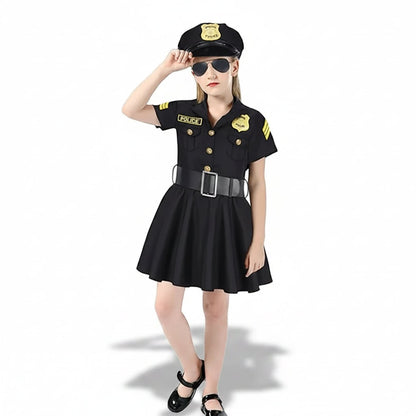 Politikjolekostume til piger med hat og bælte, halloween- og rollespilsoutfit til børn