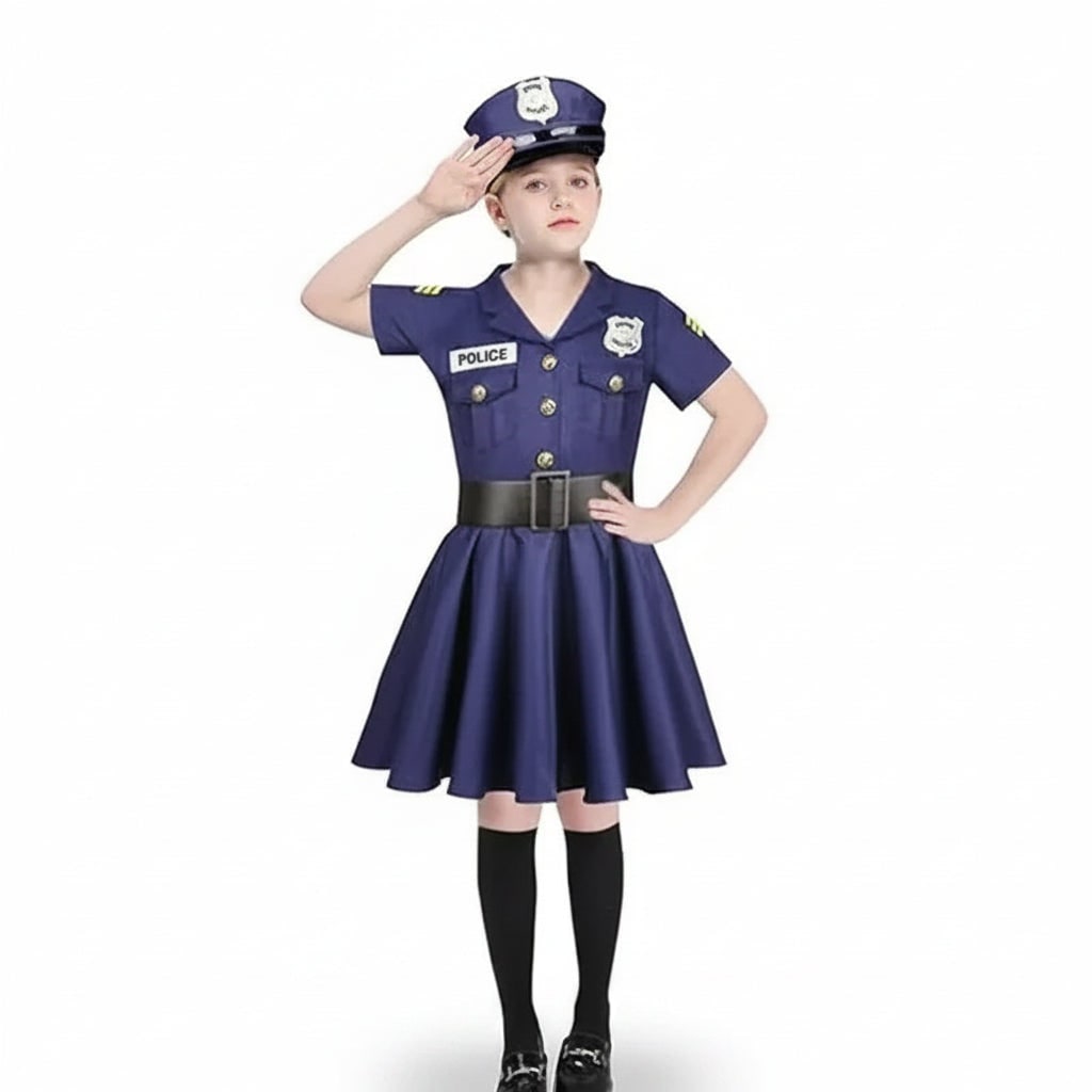 Politikjolekostume til piger med hat og bælte, halloween- og rollespilsoutfit til børn