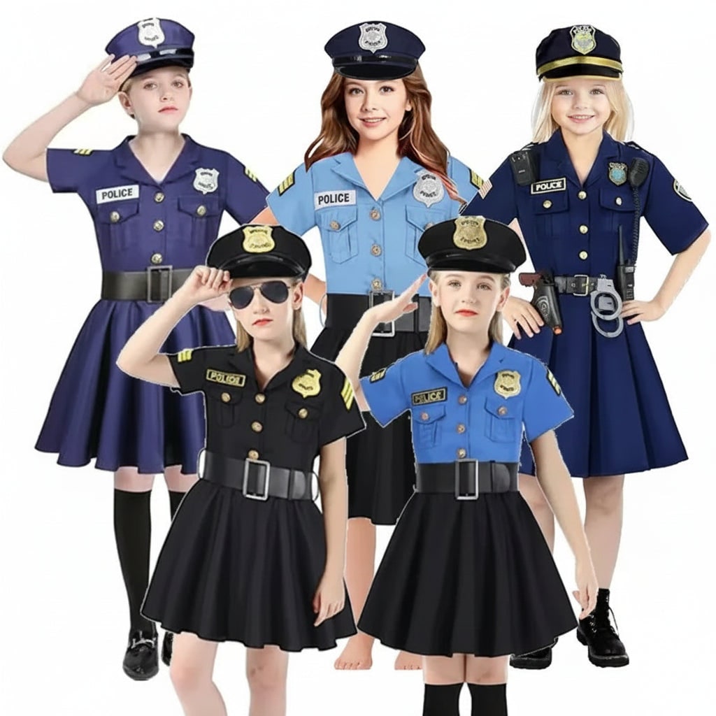 Politikjolekostume til piger med hat og bælte, halloween- og rollespilsoutfit til børn