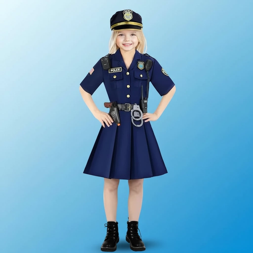 Politikjolekostume til piger med hat og bælte, halloween- og rollespilsoutfit til børn