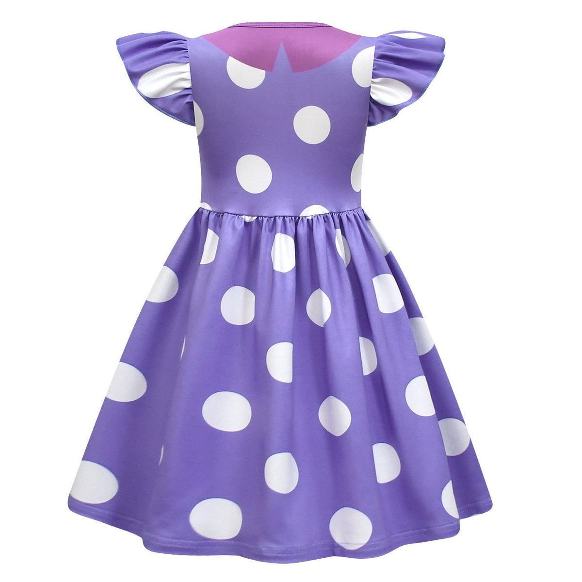 Vestito da costume di Halloween a pois per bambine con maniche a volant e outfit da festa