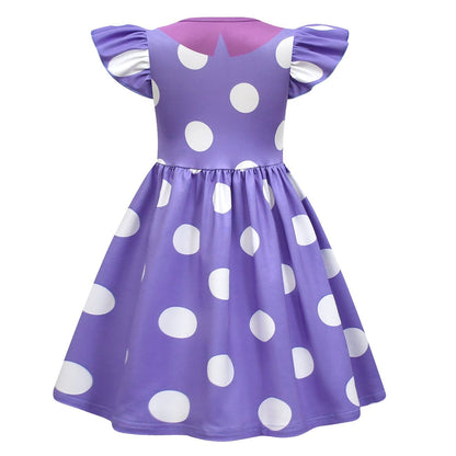 Vestito da costume di Halloween a pois per bambine con maniche a volant e outfit da festa