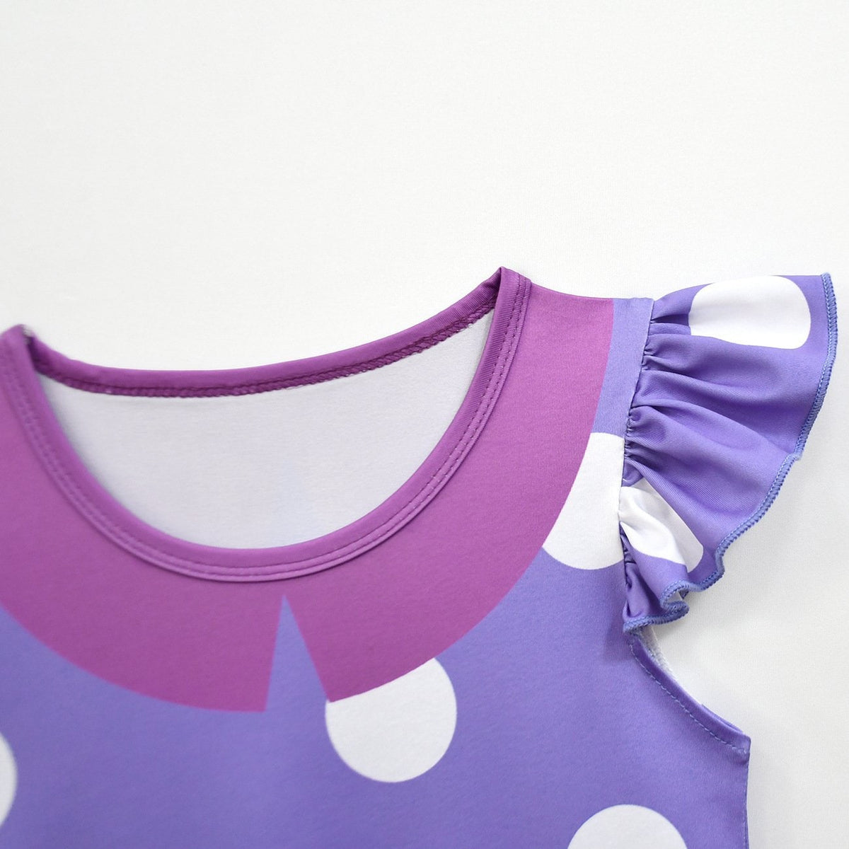 Vestito da costume di Halloween a pois per bambine con maniche a volant e outfit da festa