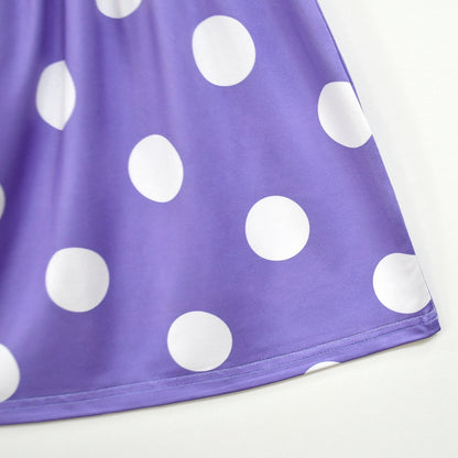 Vestito da costume di Halloween a pois per bambine con maniche a volant e outfit da festa