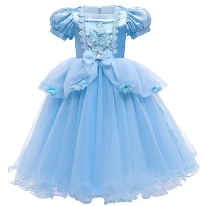 Girls Princess Lace Dress Halloween Costume Party Gown For Kids
