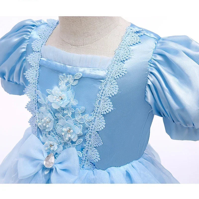 Girls Princess Lace Dress Halloween Costume Party Gown For Kids