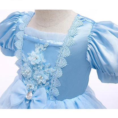 Girls Princess Lace Dress Halloween Costume Party Gown For Kids