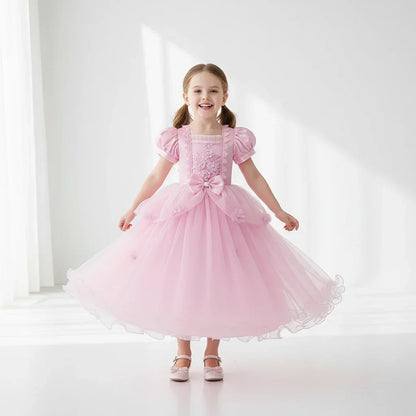 Girls Princess Lace Dress Halloween Costume Party Gown For Kids