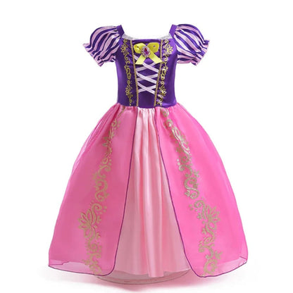 Girls Princess Puff Sleeve Halloween Costume Dress Party Outfit