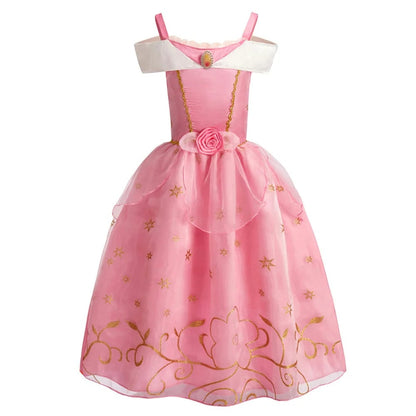 Girls Princess Puff Sleeve Halloween Costume Dress Party Outfit