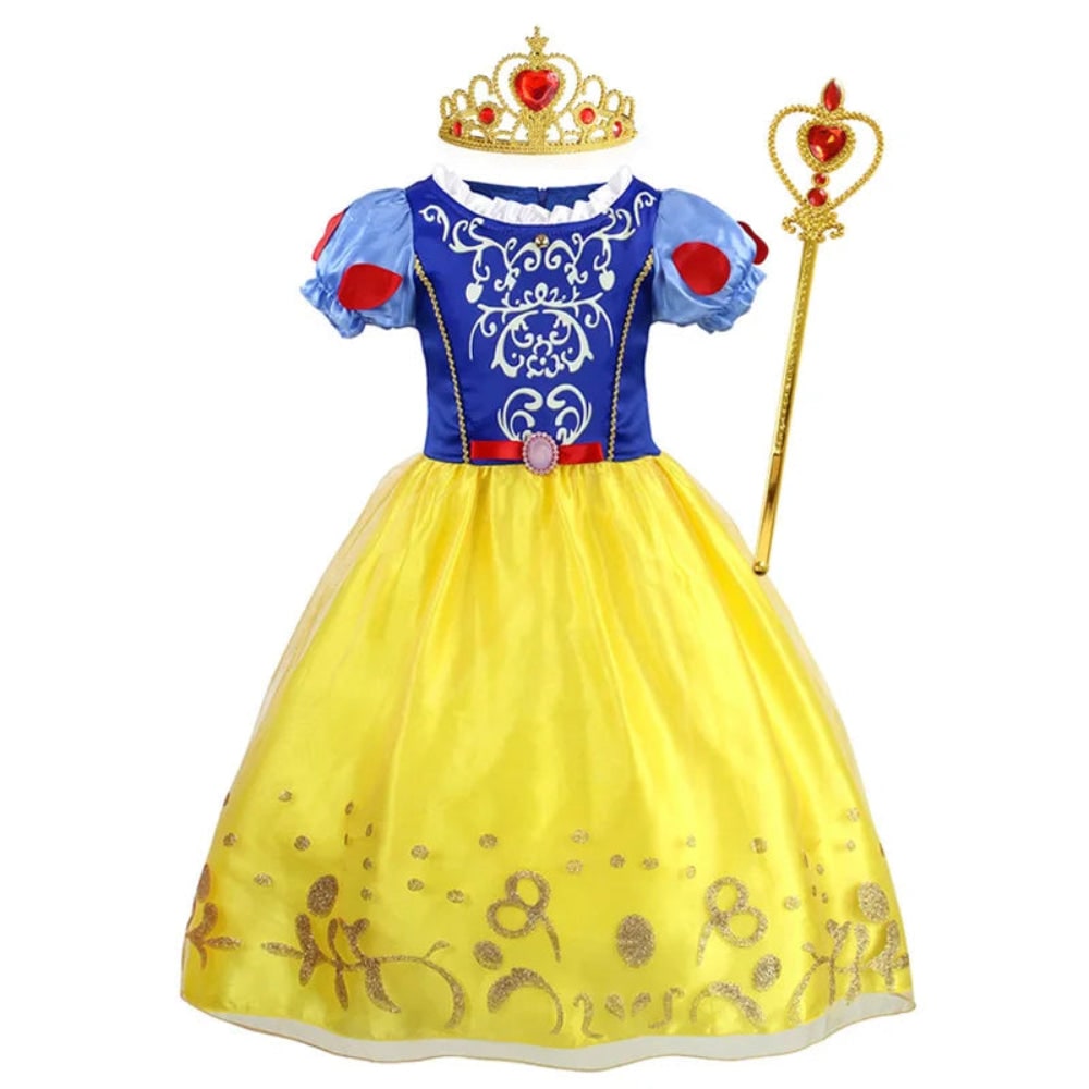 Girls Princess Puff Sleeve Halloween Costume Dress Party Outfit