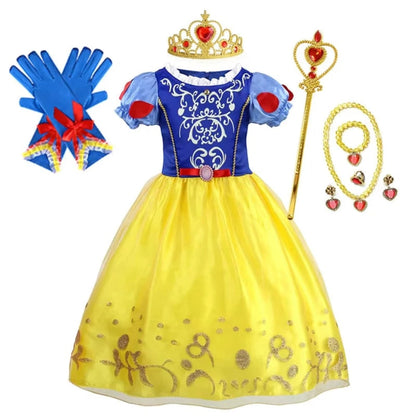 Girls Princess Puff Sleeve Halloween Costume Dress Party Outfit