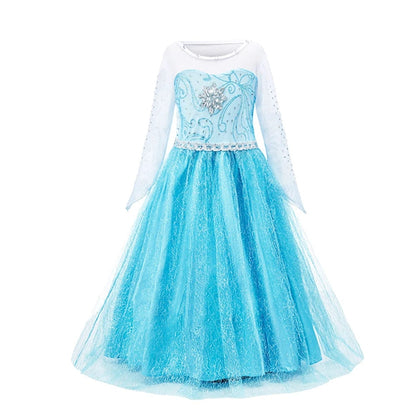 Girls Princess Puff Sleeve Halloween Costume Dress Party Outfit