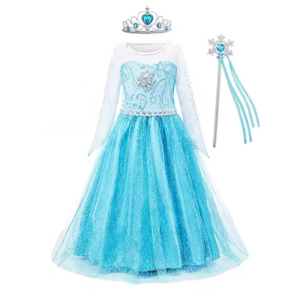 Girls Princess Puff Sleeve Halloween Costume Dress Party Outfit