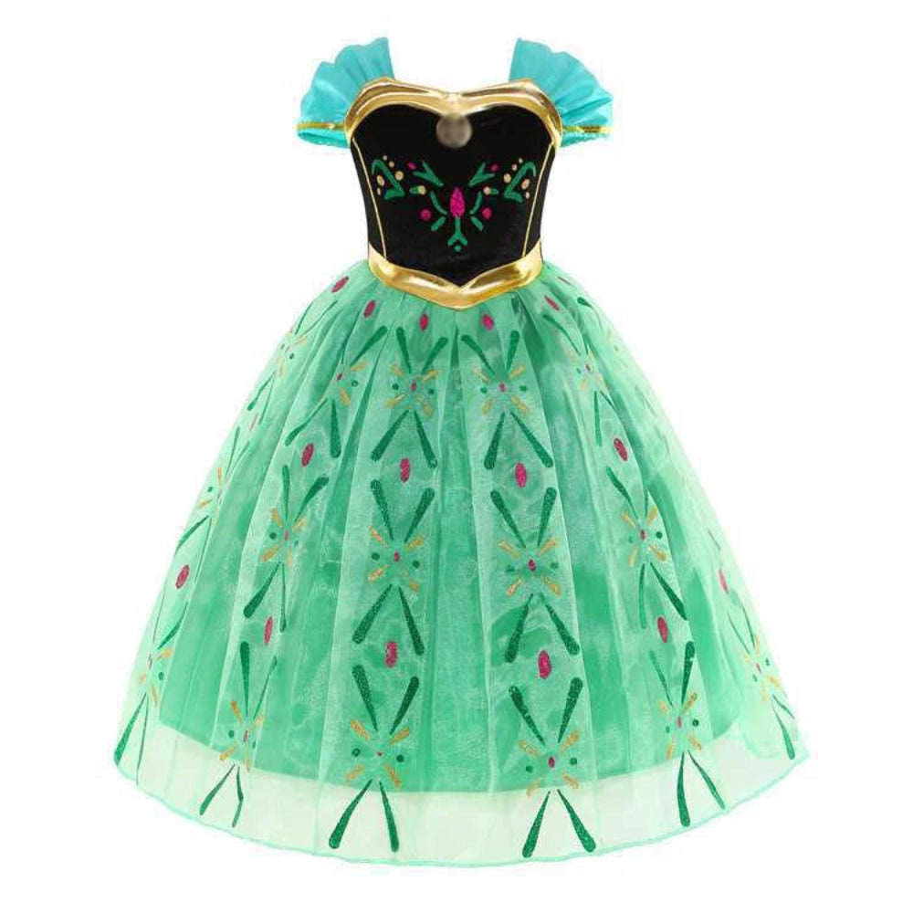 Girls Princess Puff Sleeve Halloween Costume Dress Party Outfit
