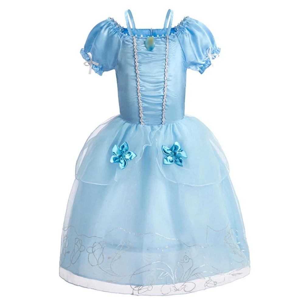Girls Princess Puff Sleeve Halloween Costume Dress Party Outfit