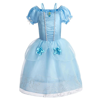 Girls Princess Puff Sleeve Halloween Costume Dress Party Outfit