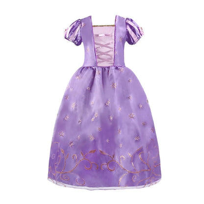 Girls Princess Puff Sleeve Halloween Costume Dress Party Outfit