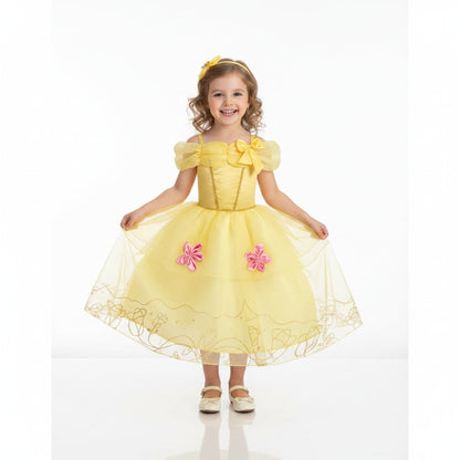 Girls Princess Puff Sleeve Halloween Costume Dress Party Outfit