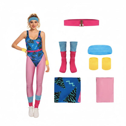 Set di costume di Halloween da ginnastica rétro per bambine, completo in stile allenamento