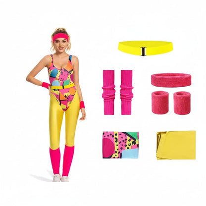 Set di costume di Halloween da ginnastica rétro per bambine, completo in stile allenamento