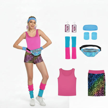 Set di costume di Halloween da ginnastica rétro per bambine, completo in stile allenamento