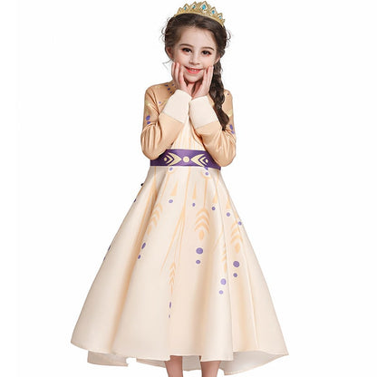 Girls Yellow Princess Halloween Costume Long Sleeve Fairy Tale Dress