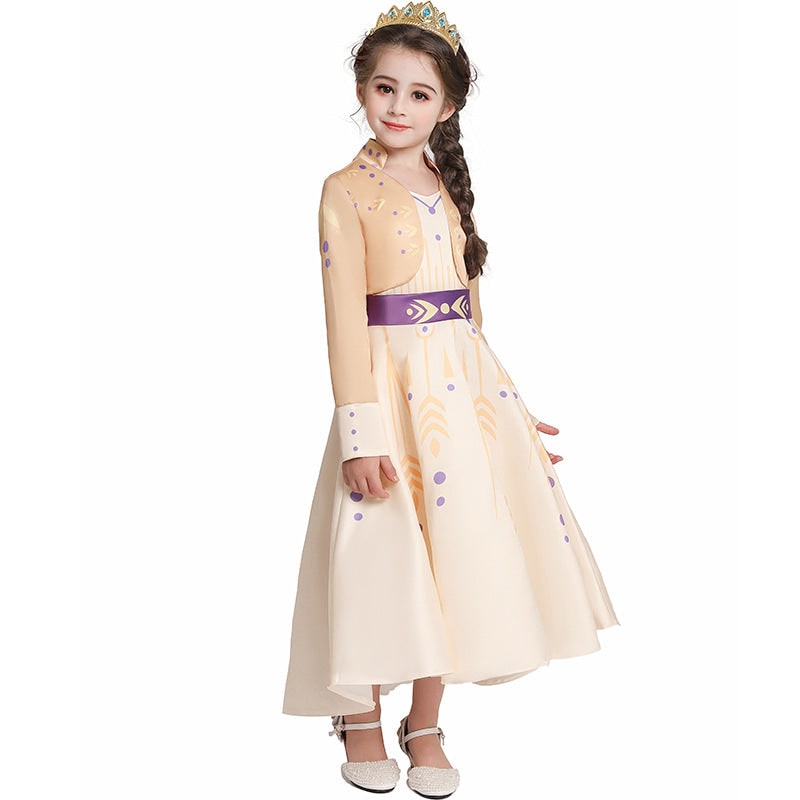 Girls Yellow Princess Halloween Costume Long Sleeve Fairy Tale Dress