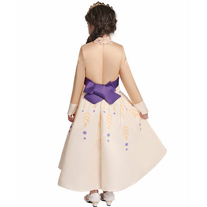 Girls Yellow Princess Halloween Costume Long Sleeve Fairy Tale Dress