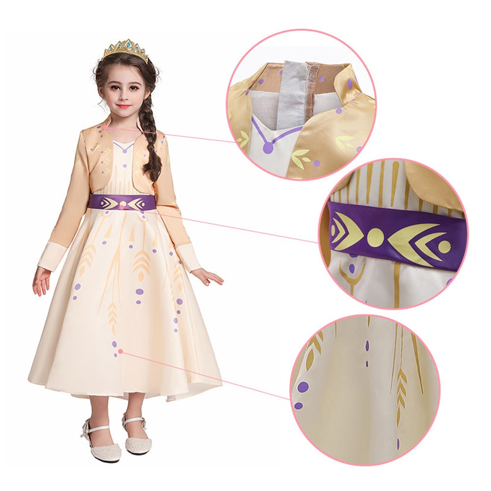 Girls Yellow Princess Halloween Costume Long Sleeve Fairy Tale Dress
