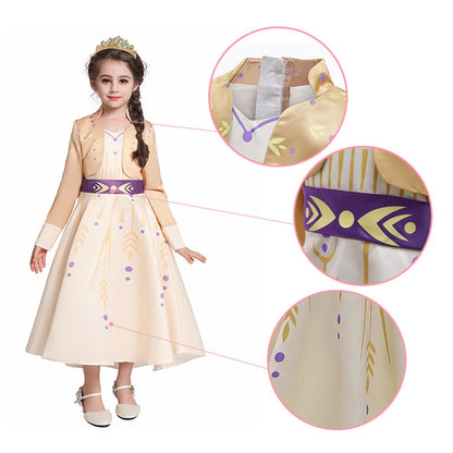 Girls Yellow Princess Halloween Costume Long Sleeve Fairy Tale Dress