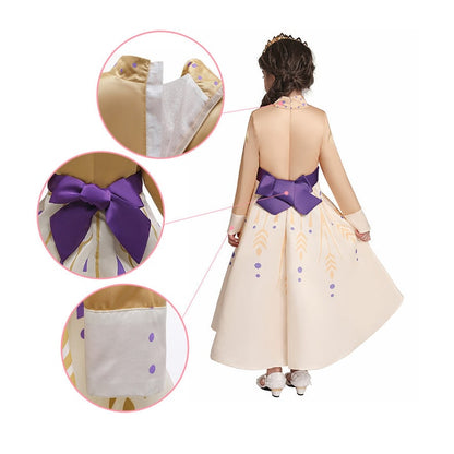Girls Yellow Princess Halloween Costume Long Sleeve Fairy Tale Dress