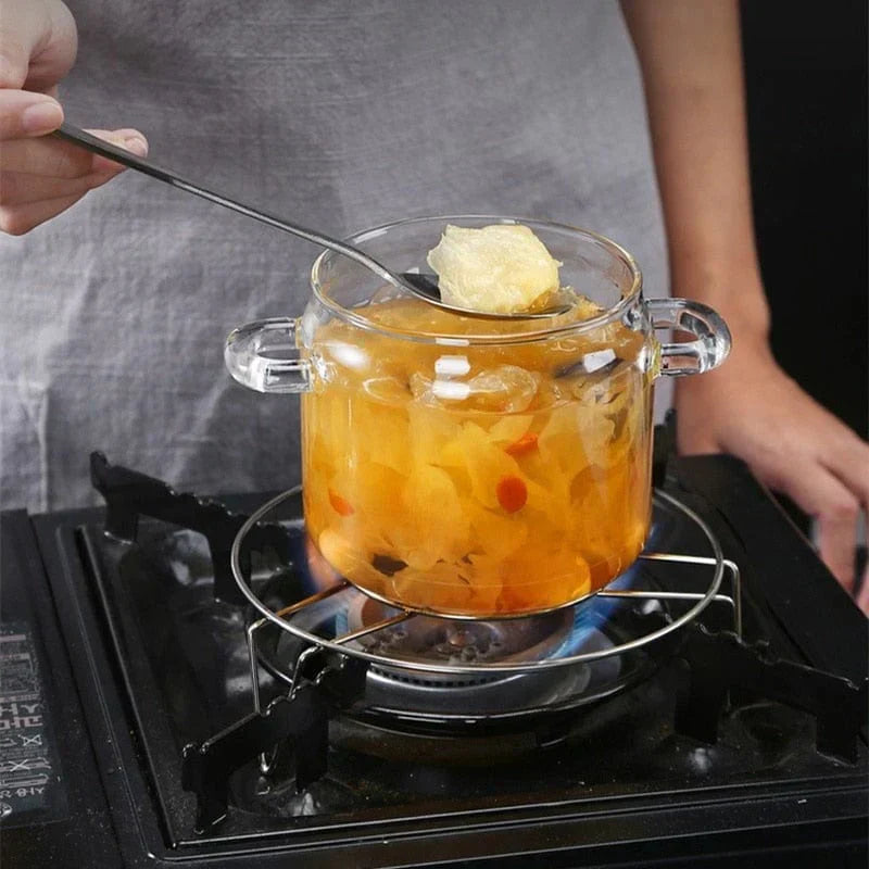 Glass Casserole Pot With Lid Borosilicate Heat Resistant Transparent Cooking Pan