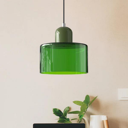 Glass Pendant Light Elegant Cylindrical Hanging Lamp for Cozy Living Spaces