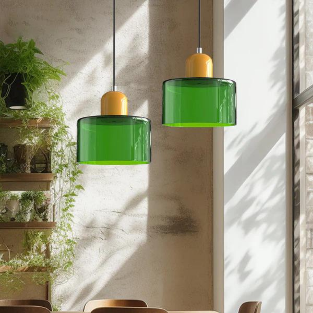 Glass Pendant Light Elegant Cylindrical Hanging Lamp for Cozy Living Spaces