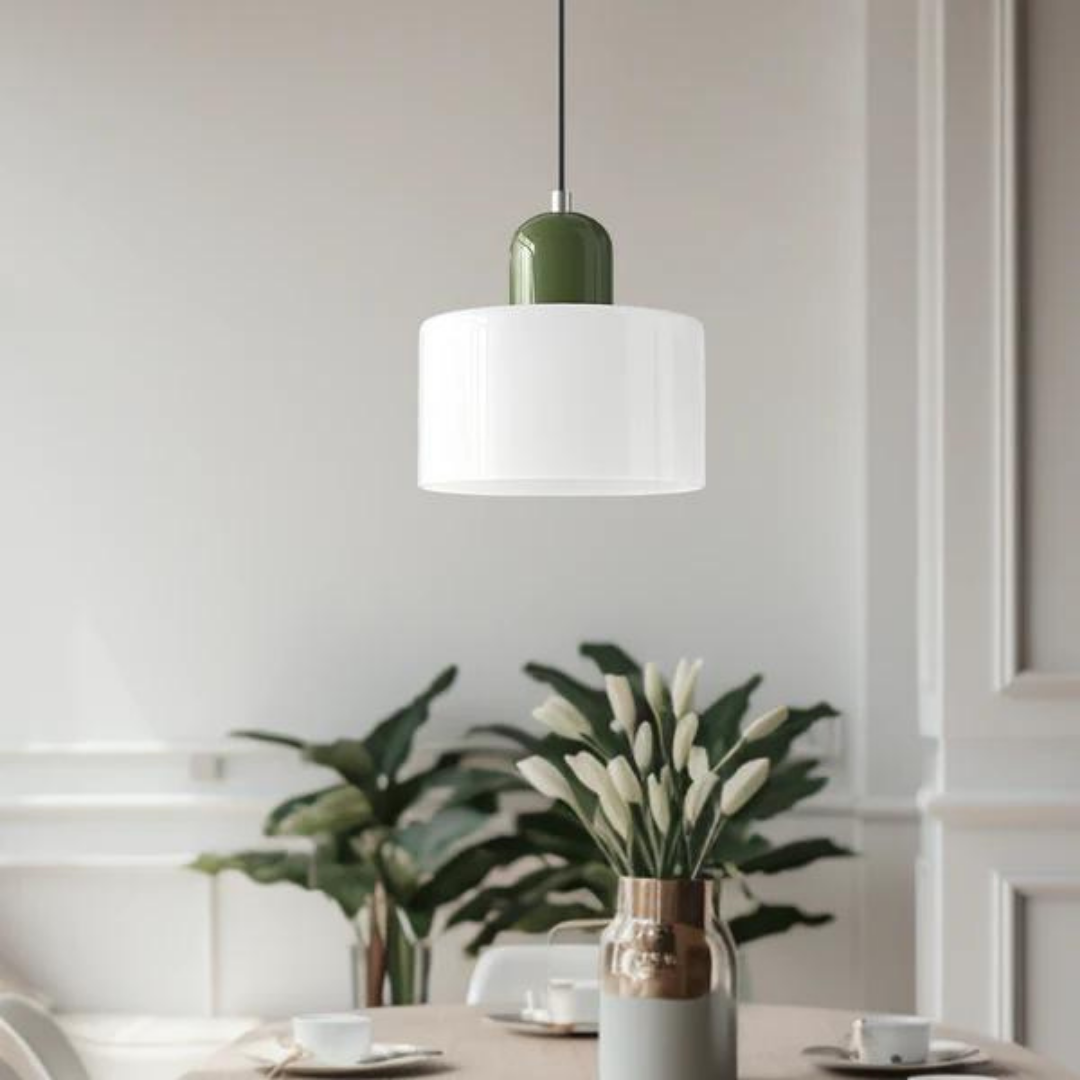 Glass Pendant Light Elegant Cylindrical Hanging Lamp for Cozy Living Spaces