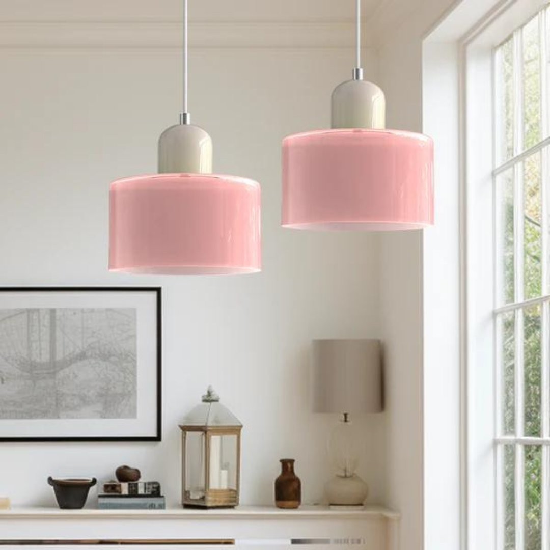 Glass Pendant Light Elegant Cylindrical Hanging Lamp for Cozy Living Spaces