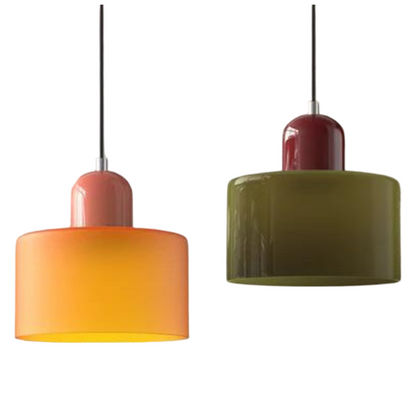 Glass Pendant Light Elegant Cylindrical Hanging Lamp for Cozy Living Spaces