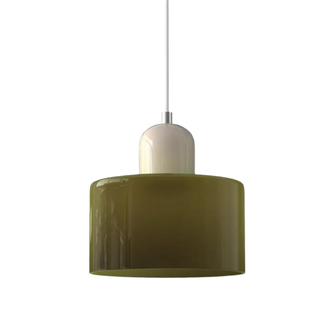Glass Pendant Light Elegant Cylindrical Hanging Lamp for Cozy Living Spaces