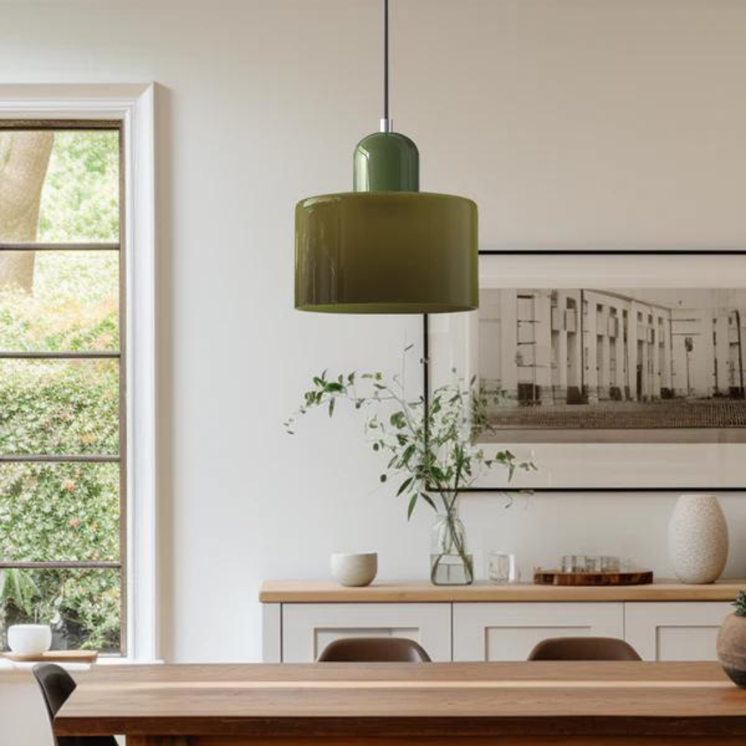 Glass Pendant Light Elegant Cylindrical Hanging Lamp for Cozy Living Spaces