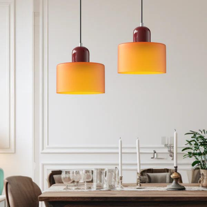 Glass Pendant Light Elegant Cylindrical Hanging Lamp for Cozy Living Spaces