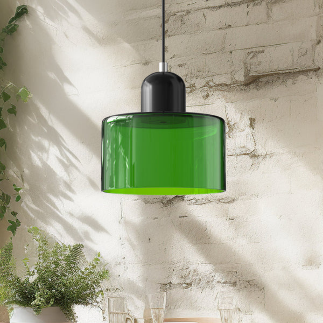 Glass Pendant Light Elegant Cylindrical Hanging Lamp for Cozy Living Spaces