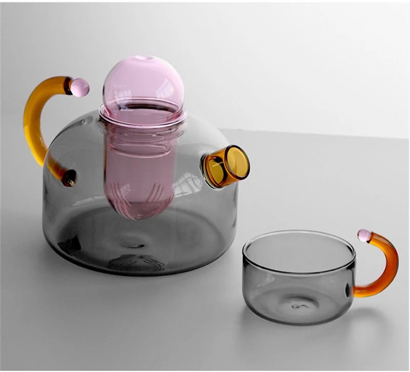 Set per preparare il tè in vetro con teiera e tazza
