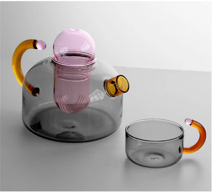 Set per preparare il tè in vetro con teiera e tazza