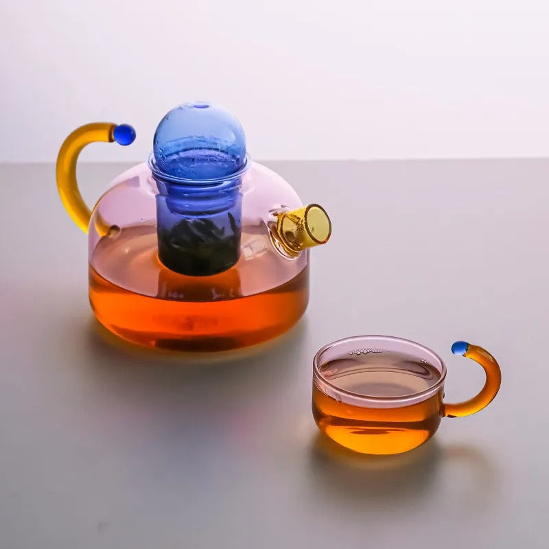 Set per preparare il tè in vetro con teiera e tazza