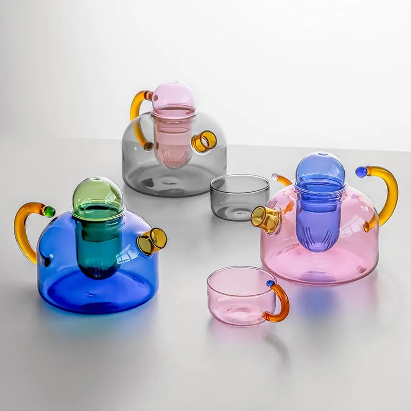 Set per preparare il tè in vetro con teiera e tazza