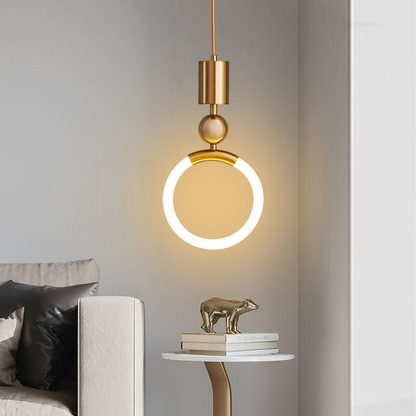 Gold Ring Ceiling Light Modern LED Pendant Minimalist Hanging Lamp