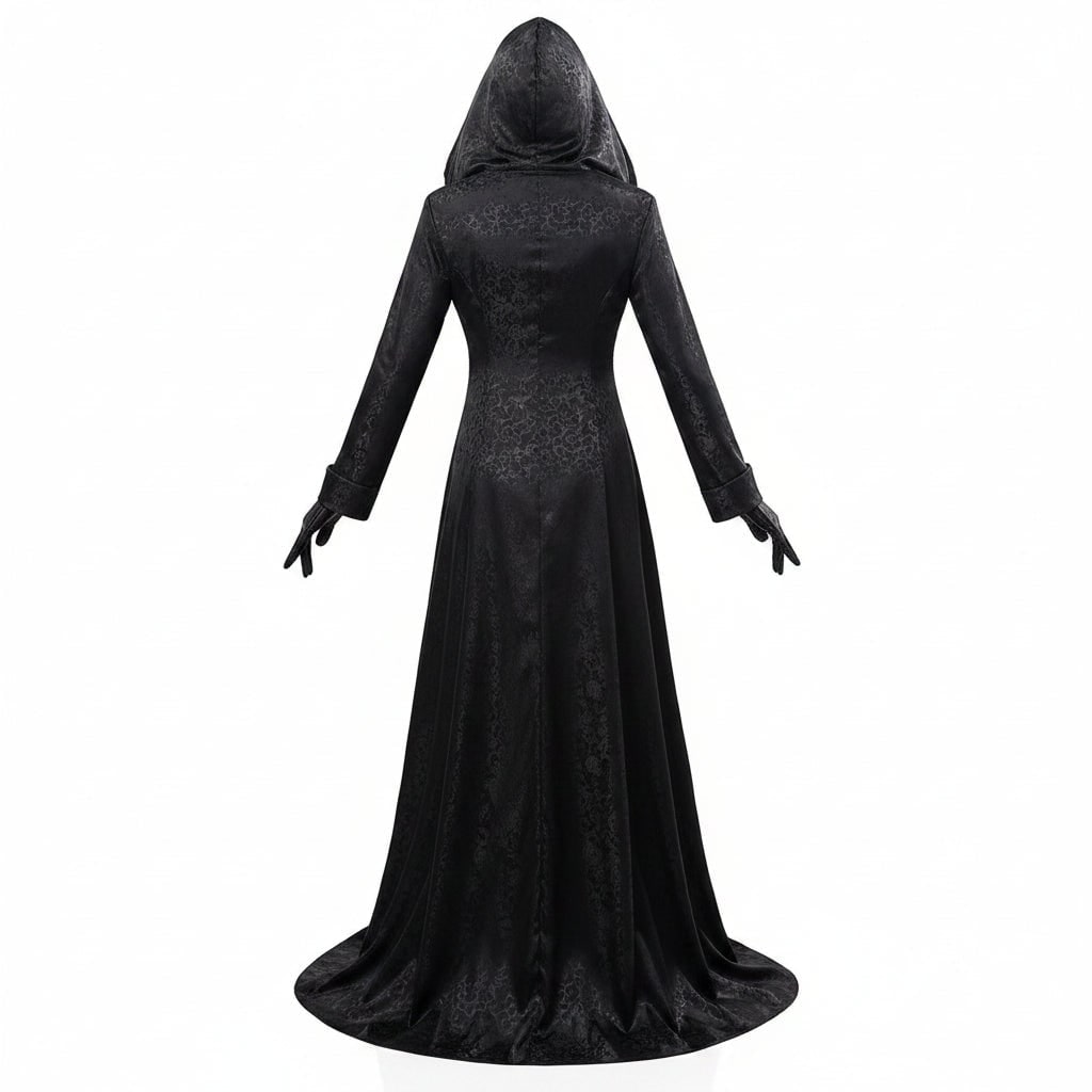 Gotisk vampyrkostume til Halloween med kjole og kappe, cosplay-sæt